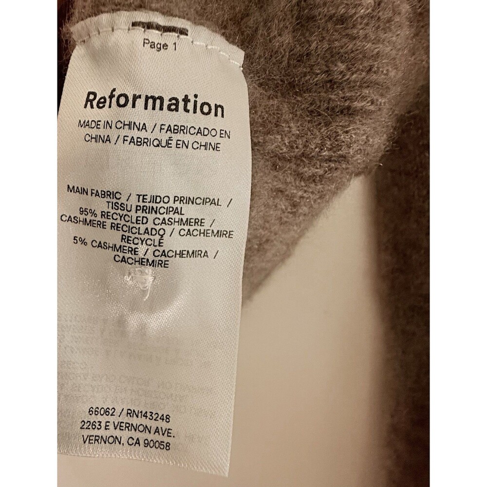 Reformation Cacao Brown Clara Cashmere Crew Women’s Cardigan Size XS - Picture 8 of 8